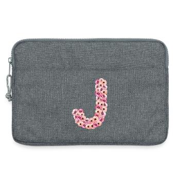 Monogramm J aus Blüten - Laptoptasche 13" - Grau meliert - Vorne
