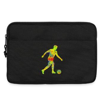 Buntes Fußball T-Shirt für Sportfans - Laptoptasche 13" - Schwarz - Vorne