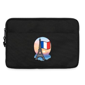 Tour Eiffel Paris Drapeau français - Sacoche pour ordinateur portable 13 pouces - noir - Devant