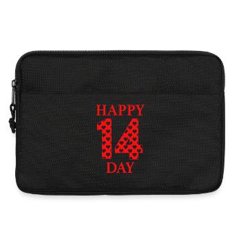 Happy 14 Day – Valentine Hearts Number Love Design - Laptop bag 13" - black - Front