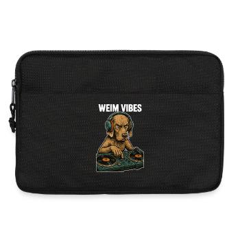 Weimaraner DJ: Retro Musik Design – Weim Vibes - Laptoptasche 13" - Schwarz - Vorne