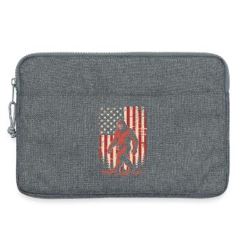 Drapeau américain vintage du Bigfoot - Sacoche pour ordinateur portable 13 pouces - gris chiné - Devant