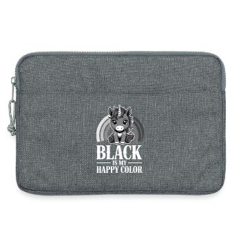 Licorne Glow : Le noir est ma couleur joyeuse - Sacoche pour ordinateur portable 13 pouces - gris chiné - Devant