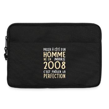 Anniversaire 18 ans - Né en Mars 2008 - Sacoche pour ordinateur portable 13 pouces - noir - Devant
