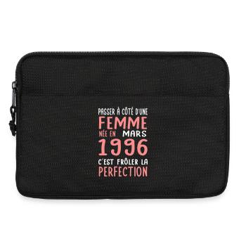 Anniversaire 30 ans - Née en Mars 1996 - Sacoche pour ordinateur portable 13 pouces - noir - Devant