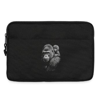 Gorilla with cub in black and white - Laptop bag 13" - black - Front