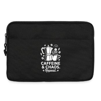 Kaffeechaos: Mokka, Schädel & Repeat - Laptoptasche 13" - Schwarz - Vorne