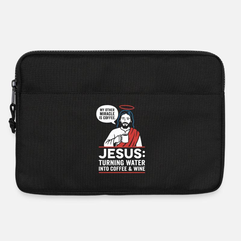 Jesus Kaffee-Wunder Grafik - Laptoptasche 13" - Schwarz