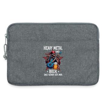 Je me fais un plaisir de heavy metal et de bière - Sacoche pour ordinateur portable 13 pouces - gris chiné - Devant