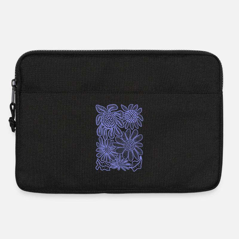 Blütenmuster - Laptoptasche 13" - Schwarz