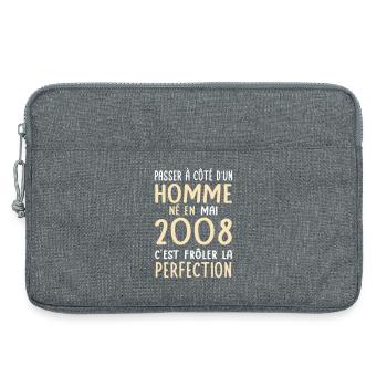18th birthday - Born in May 2008 - Laptop bag 13" - heather grey - Front
