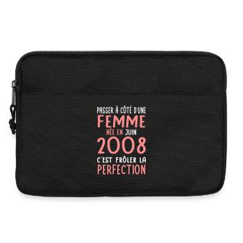 Anniversaire 18 ans - Née en Juin 2008 - Sacoche pour ordinateur portable 13 pouces - noir - Devant