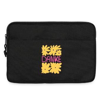 Danke - gelbe Blumen mit pink - Laptoptasche 13" - Schwarz - Vorne