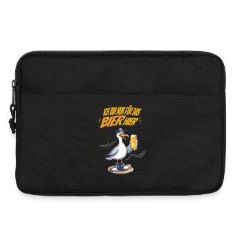Ich bin nur fürs Bier hier Möwe Fun Shirt - Laptoptasche 13" - Schwarz - Vorne