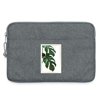Feuilles tropicales de Monstera dans un cadre doré - Sacoche pour ordinateur portable 13 pouces - gris chiné - Devant
