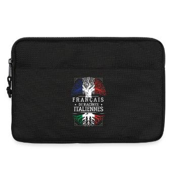 Francais De Racines Italiennes T-Shirt Cadeau H... - Sacoche pour ordinateur portable 13 pouces - noir - Devant
