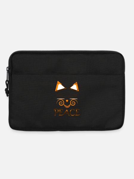 Peace Cat – Cute Spiral Eyes Cat Design - Laptop bag 13" - black