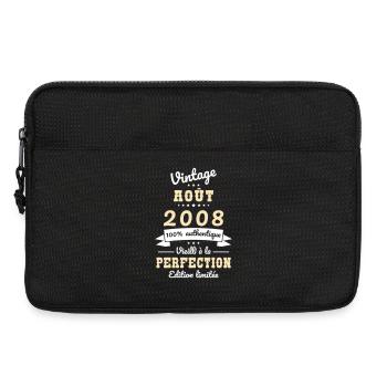 Anniversaire 18 ans - Vintage - Août 2008 - Sacoche pour ordinateur portable 13 pouces - noir - Devant