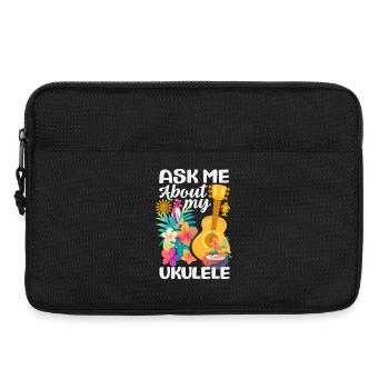 Demandez-moi à propos de mon ukulélé, un instrument hawaïen drôle - Sacoche pour ordinateur portable 13 pouces - noir - Devant