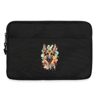 Watercolor Shepherd Dog Portrait - Laptop bag 13" - black - Front