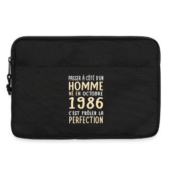 Anniversaire 40 ans - Né en Octobre 1986 - Sacoche pour ordinateur portable 13 pouces - noir - Devant