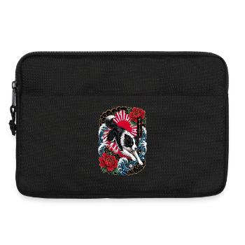 Border Collie im japanischen Tattoo Stil - Laptoptasche 13" - Schwarz - Vorne