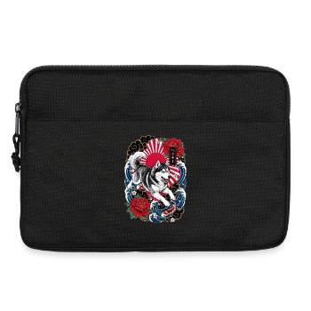 Siberian Husky im japanischen Tattoo Stil - Laptoptasche 13" - Schwarz - Vorne