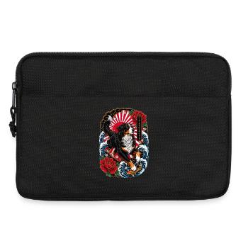 Berner Sennenhund im japanischen Tattoo Stil - Laptoptasche 13" - Schwarz - Vorne