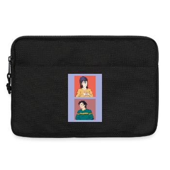 Deux illustrations et différentes émotions - Sacoche pour ordinateur portable 13 pouces - noir - Devant