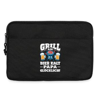 Grillmeister Geschenk Fleisch Wurst & Bier - Laptoptasche 13" - Schwarz - Vorne