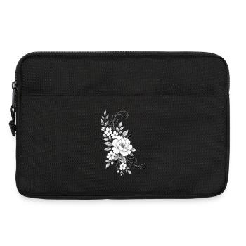 Schwarz-weiße lineare Blüten - Laptoptasche 13" - Schwarz - Vorne