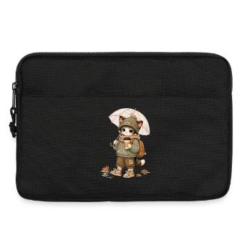 Kitten Miko im gemütlichen Regen - Laptoptasche 13" - Schwarz - Vorne