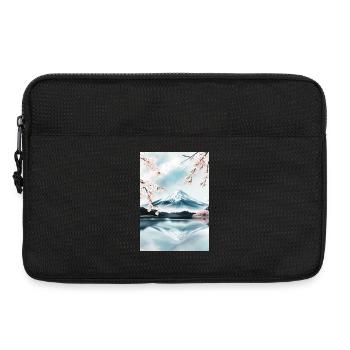 Fuji-Berg und Kirschblüten - Laptoptasche 13" - Schwarz - Vorne
