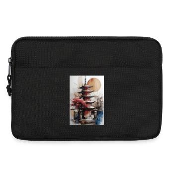 Zen-Sonne-Aquarellpagode - Laptoptasche 13" - Schwarz - Vorne