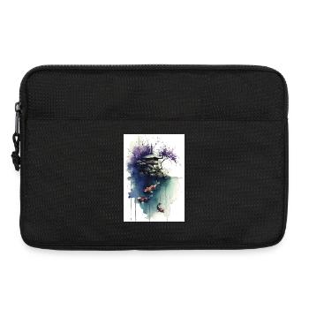 Aquarell-Koi und Kirschpagode - Laptoptasche 13" - Schwarz - Vorne