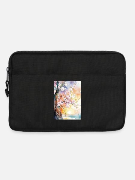Cherry trees in Aube Watercolor - Laptop bag 13" - black