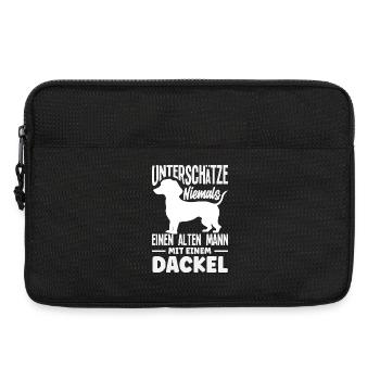 Alter Mann Mit Dackel - Laptoptasche 13" - Schwarz - Vorne