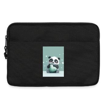 Panda tendre et cœur vert pastel - Sacoche pour ordinateur portable 13 pouces - noir - Devant