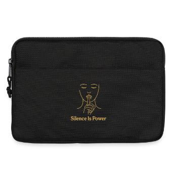 Stille ist Kraft - Goldene Linie - Laptoptasche 13" - Schwarz - Vorne