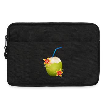 Coconut cocktail decorated with flower & drinking straw - Laptop bag 13" - black - Front