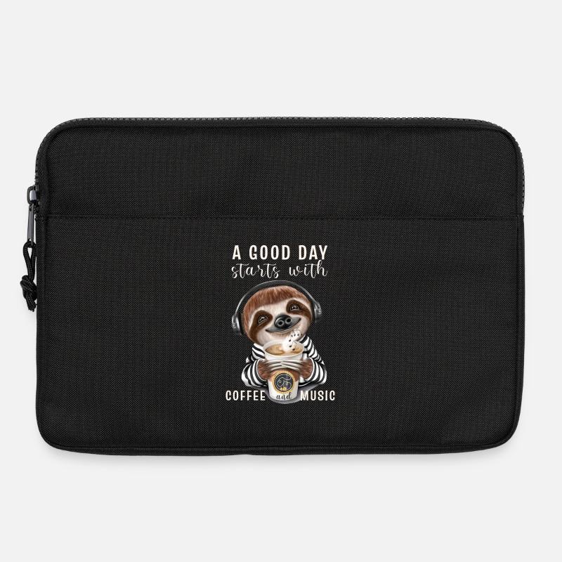 A good day starts with coffee first Faultier - Laptoptasche 13" - Schwarz