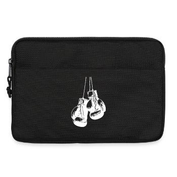 Hanging white boxing gloves design. Logo Design - Laptop bag 13" - black - Front