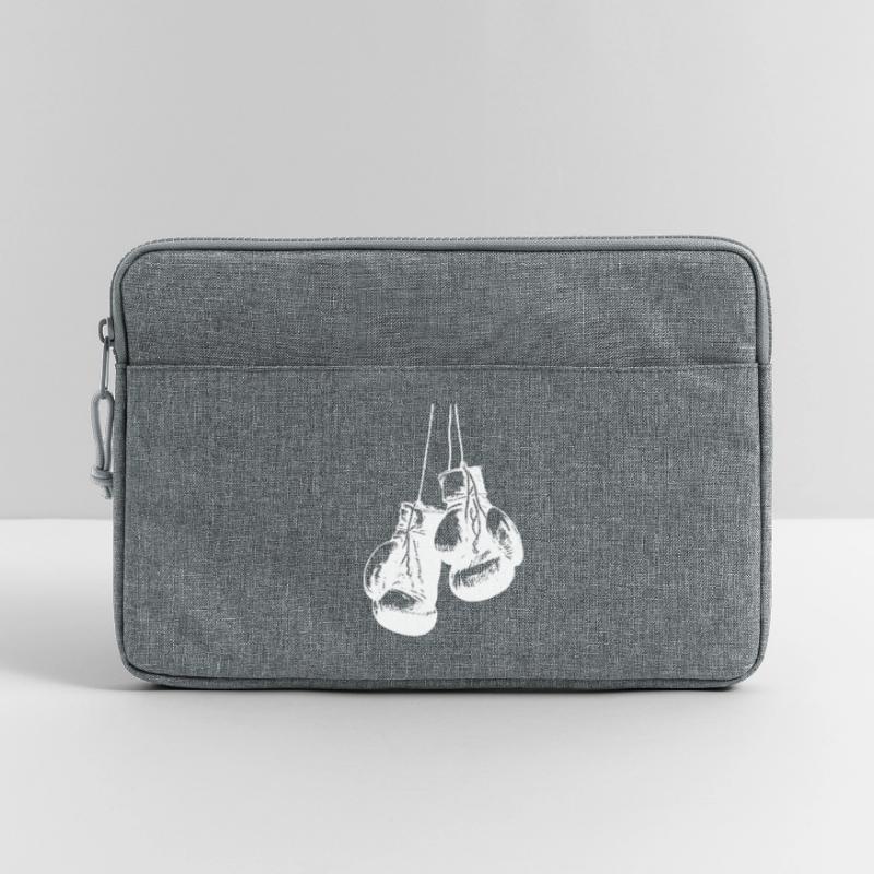 Conception de gants de boxe blancs suspendus. Conception de logo Sacoche pour ordinateur portable 13 pouces