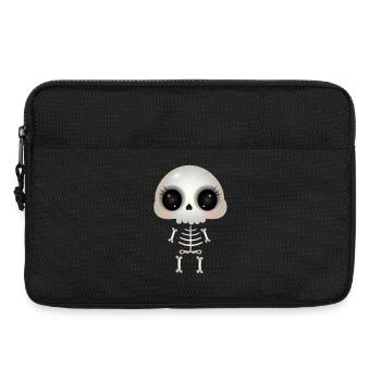 Crâne mignon avec orbites et cils foncés - Sacoche pour ordinateur portable 13 pouces - noir - Devant
