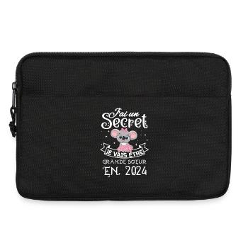 J'ai un secret, Je vais être Grande Soeur en 2024 - Sacoche pour ordinateur portable 13 pouces - noir - Devant
