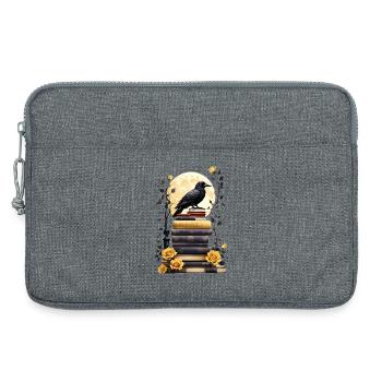 Bücherstapel mit Rabe - Laptoptasche 13" - Grau meliert - Vorne