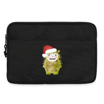 Cheerful green monster celebrating Christmas - Laptop bag 13" - black - Front