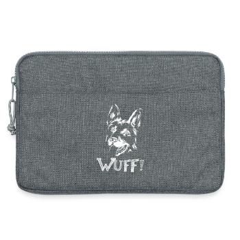 Berger allemand Woof icône drôle chiens icône graphique - Sacoche pour ordinateur portable 13 pouces - gris chiné - Devant