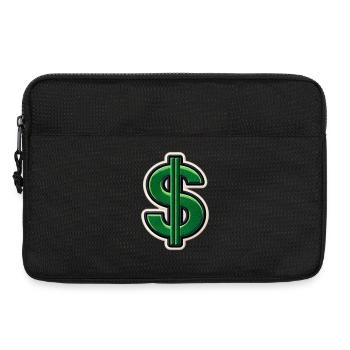 Grüner Dollar-Patch Stickerei - Laptoptasche 13" - Schwarz - Vorne