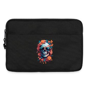 Skull with Sunglasses and Autumn Flowers - Laptop bag 13" - black - Front